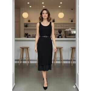 VINTAGE Max Mara - 100% Virgin Wool Knit Sheath Dress Scallop Hem - TG 40/ US 6